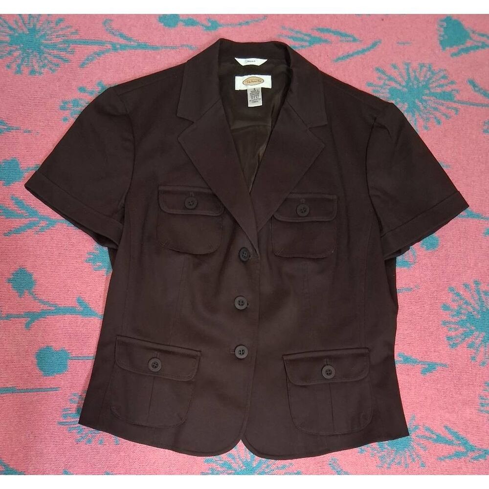 Vintage y2k talbots womens size 6 dark brown cap shortsleeve jacket cotton
